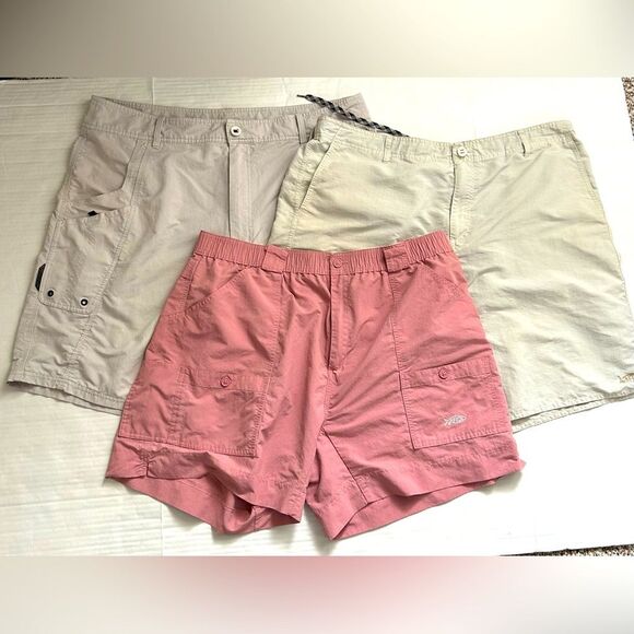AFTCO Men's Fishing Shorts Lot of 3 Pink and Beige size 42 - Picture 1 of 13